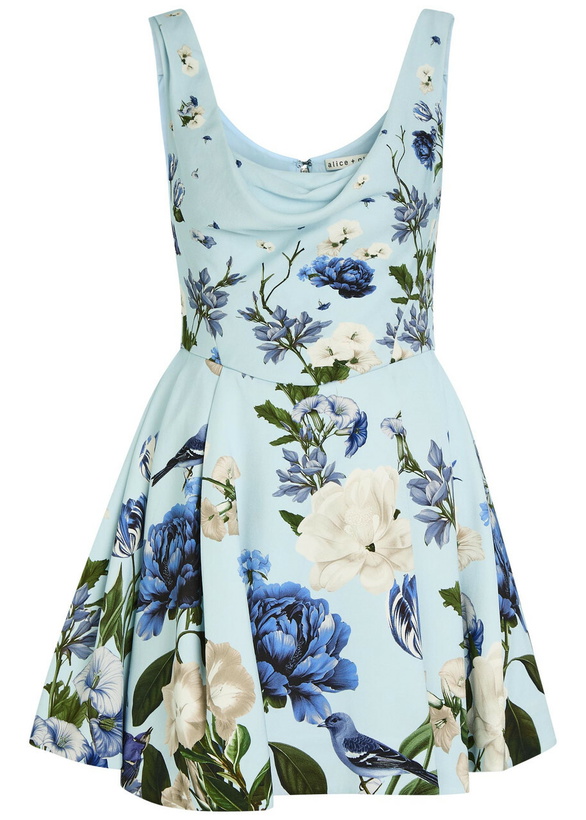 Photo: Alice + Olivia Estrella Floral-print Crepe Mini Dress Blue
