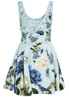 Alice + Olivia Estrella Floral-print Crepe Mini Dress Blue
