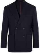 Richard James - Double-Breasted Ribbed Wool-Blend Blazer - Blue