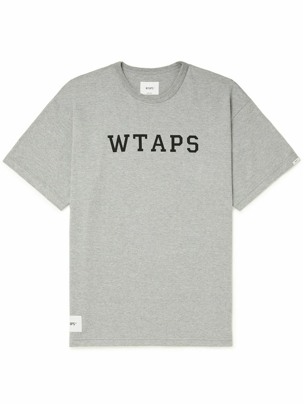 Photo: WTAPS - Logo-Print Cotton-Blend Jersey T-Shirt - Gray