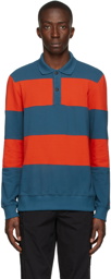 PS by Paul Smith Blue & Orange Stripe Long Sleeve Polo