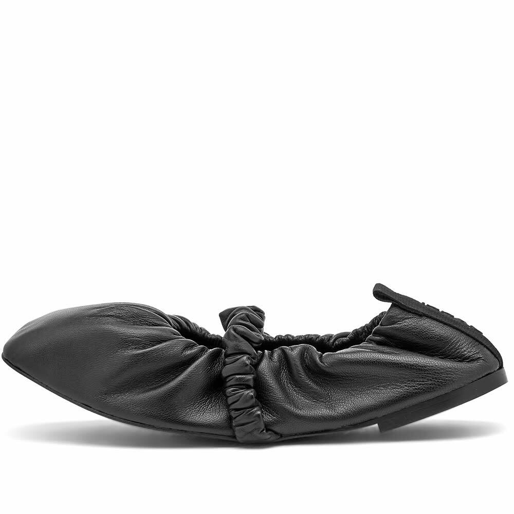 GANNI Women's Soft Square Toe Scrunchie Ballerina Shoe in Black GANNI