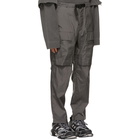 Juun.J Grey Taffeta Outdoor Cargo Pants