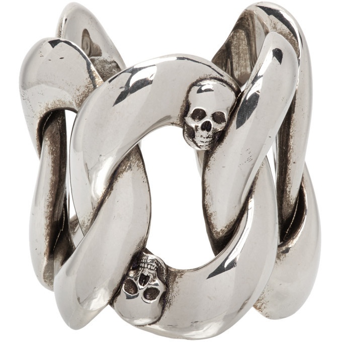 Photo: Alexander McQueen Silver Chain and Skull Ring