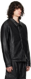 SOPHNET. Black Single Rider's Faux-Leather Jacket