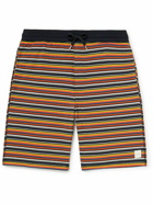 Paul Smith - Logo-Embroidered Striped Stretch-Cotton Jersey Drawstring Shorts - Blue