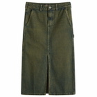 Dickies Women's Midi Denim Carpenter Skirt in Green Tone Fade