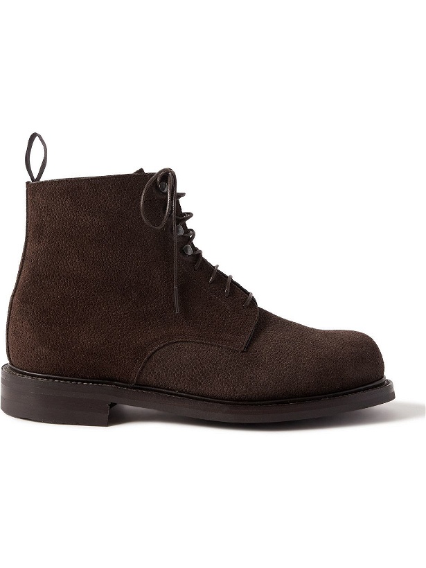 Photo: George Cleverley - Taron Pebble-Grain Suede Derby Boots - Brown