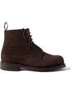 George Cleverley - Taron Pebble-Grain Suede Derby Boots - Brown
