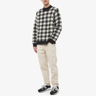 YMC Men's Bluto Checked Crew Knit in Black/Stone