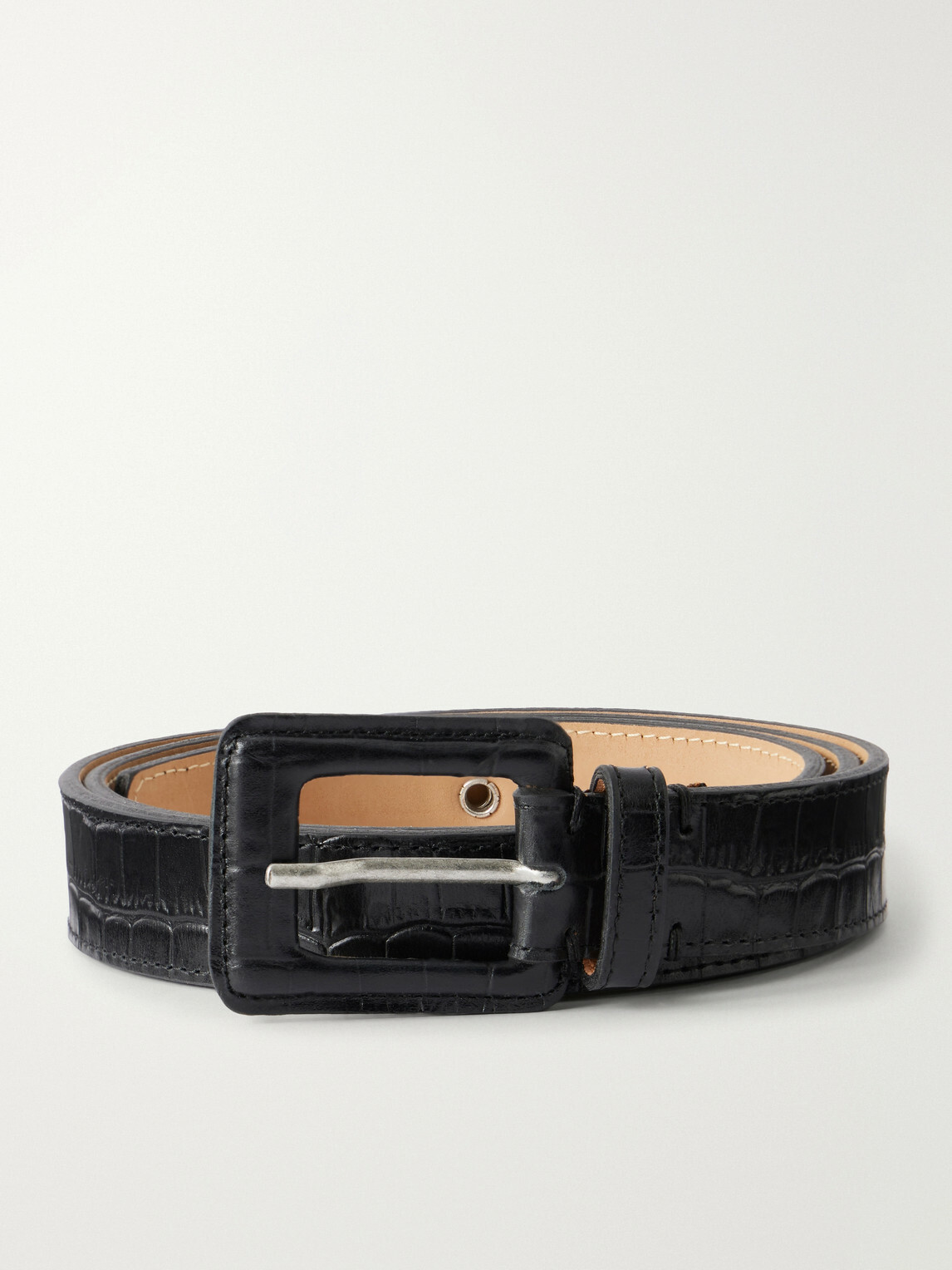 mfpen - Drivers 3cm Croc-Effect Leather Belt - Black