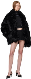 MISBHV Black Funnel Neck Faux-Fur Jacket