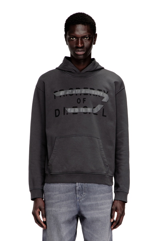 Photo: Diesel Cotton hoodie with D appliqué - Sweaters Mens in Grey