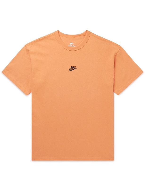 Photo: Nike - Sportswear Logo-Embroidered Cotton-Jersey T-Shirt - Orange