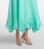 Leo Lin Elsie tie-neck linen and silk maxi dress