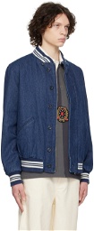Pop Trading Company Indigo Varsity Denim Jacket