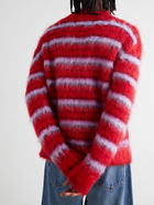 Marni - Oversized Brushed Striped Mohair-Blend Sweater - Red