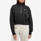 Nike Women's Phoenix Fleece Quarter Zip Crop in Black/Sail