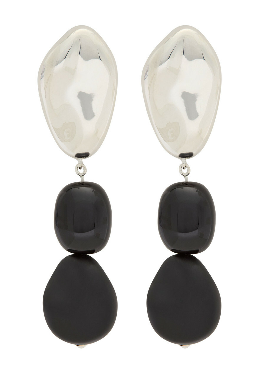 Agmes Tess Sterling Silver Drop Earrings - Black - One Size