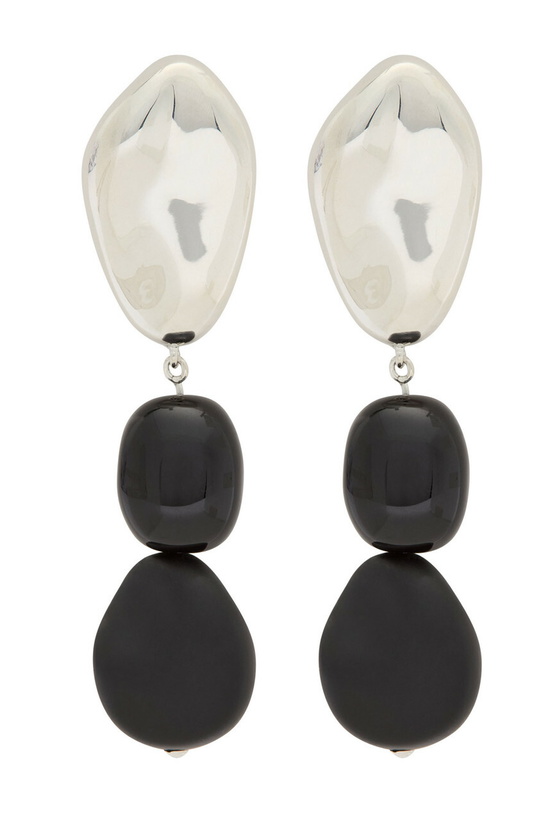 Photo: Agmes Tess Sterling Silver Drop Earrings - Black - One Size