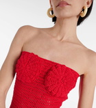 Anna Kosturova Camellia cotton crochet bustier dress