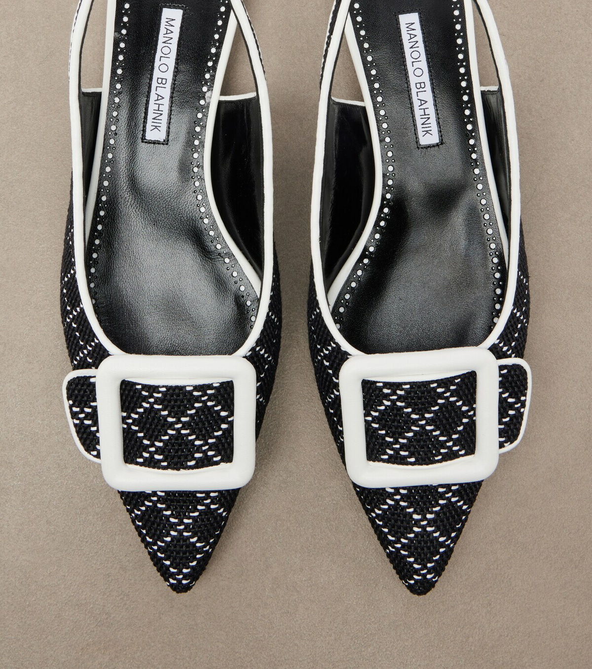 Manolo Blahnik Maylura raffia-effect slingback flats