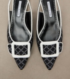 Manolo Blahnik Maylura raffia-effect slingback flats