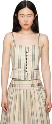 Bode Beige Antique Stripe Blouse