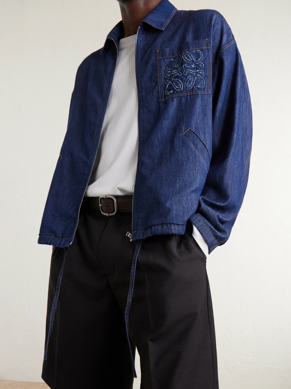 LOEWE - Anagram-Appliqué Cotton Chambray Jacket - Blue