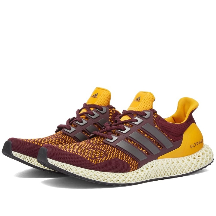 Photo: Adidas Men's Ultra 4D Sneakers in Maroon/Core Black/Gold