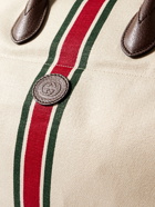 GUCCI - Leather-Trimmed Striped Canvas Tote Bag