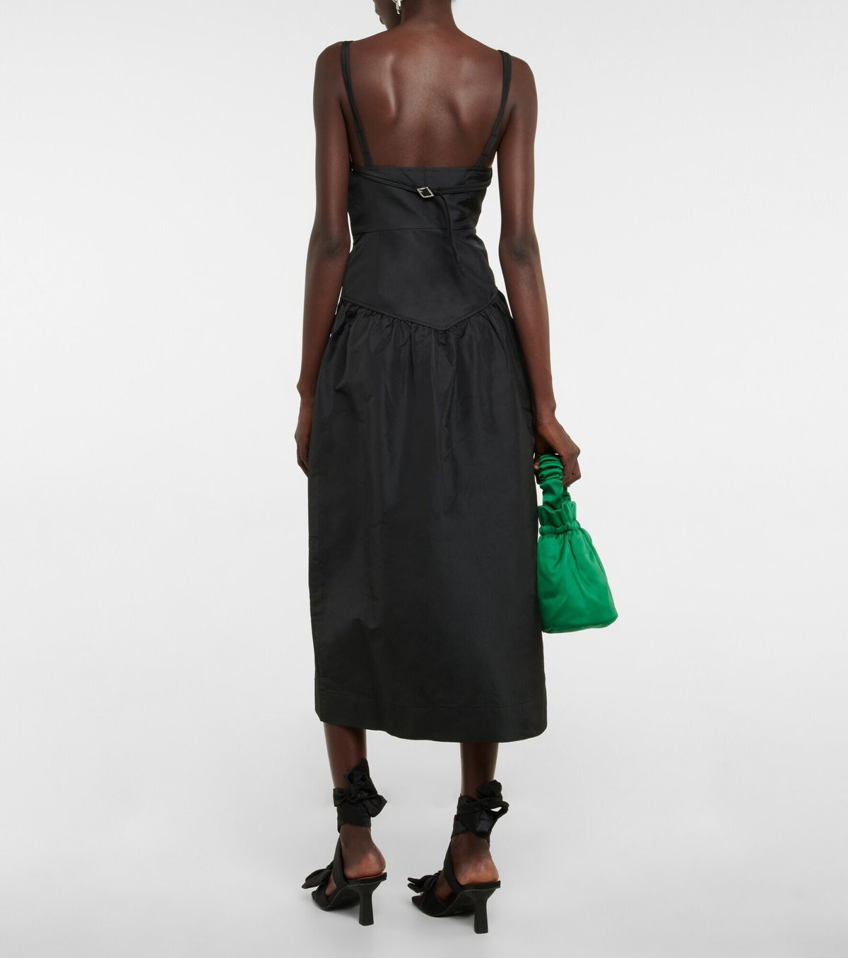 Ganni ■Heavy Cotton Tailoring Corset Midi Dress - Black Black Black Heavy Cotton Corset Midi Dress | GANNI US