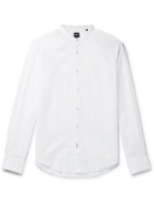 HUGO BOSS - Slim-Fit Grandad-Collar Linen-Blend Shirt - White