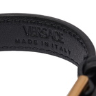 Versace Men's Text Logo Belt Bracelet in Black/Silver