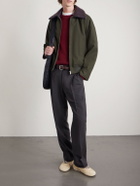 Bottega Veneta - Intrecciato Leather-Trimmed Cotton-Twill Blouson Jacket - Green
