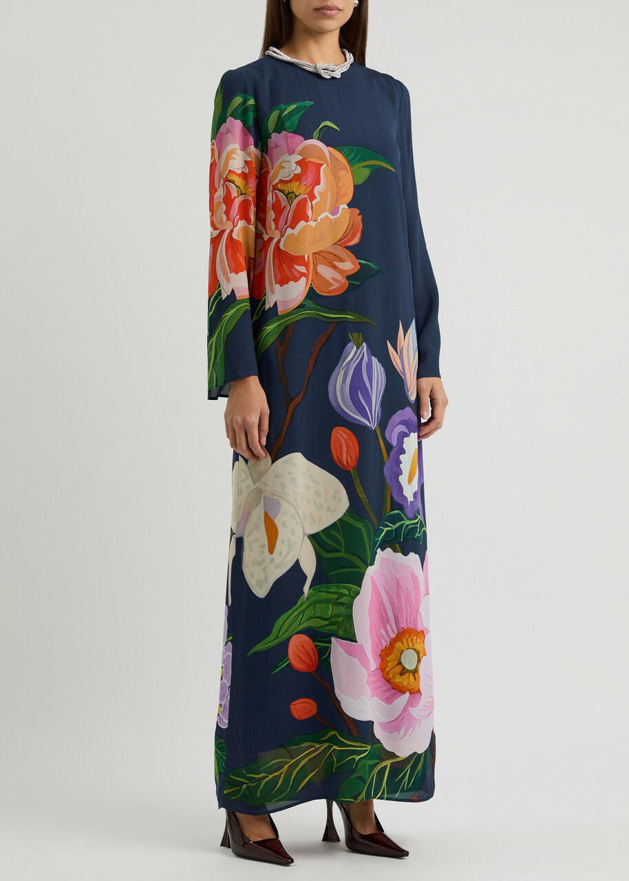 Borgo DE Nor Capucine Floral-print Maxi Dress Navy
