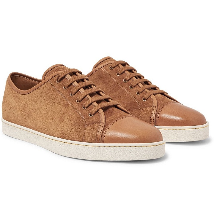 Photo: John Lobb - Levah Cap-Toe Leather and Suede Sneakers - Light brown