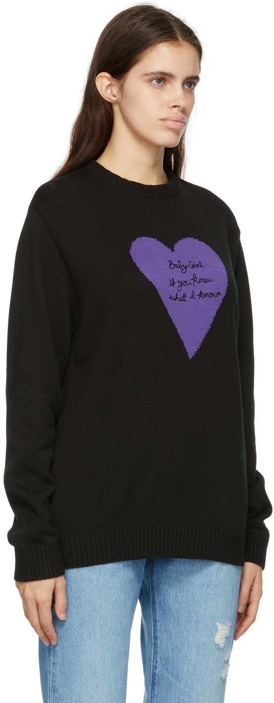Awake NY Black Cotton 'Baby Girl' Sweater