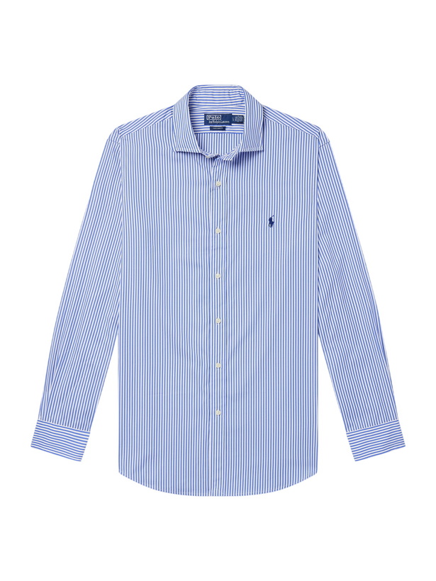 Photo: Polo Ralph Lauren - Logo-Embroidered Striped Cotton Shirt - Blue