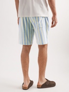 DOPPIAA - Aacri Straight-Leg Striped Terry Drawstring Shorts - Blue