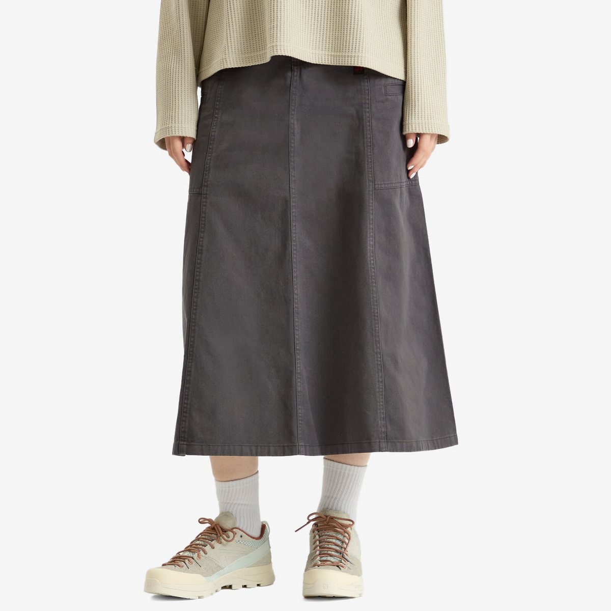 Gramicci Women's Voyager Midi Skirt in Fossil Grey Pigment