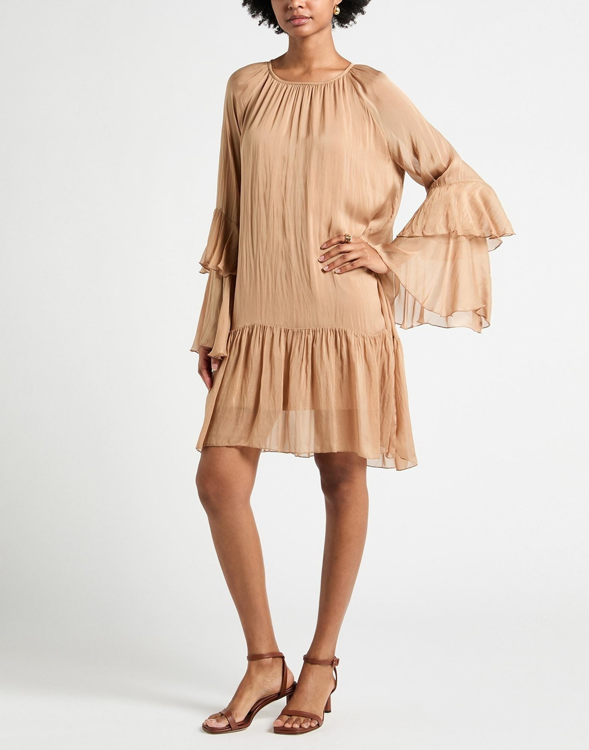 Manila Grace Womens Mini dress Camel
