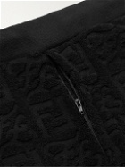Fendi - Tapered Logo-Jacquard Cotton-Blend Jersey Sweatpants - Black