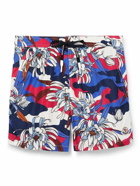 Moncler - Slim-Fit Mid-Length Floral-Print Swim Shorts - Blue
