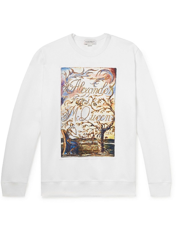 Photo: Alexander McQueen - Printed Cotton-Blend Jersey Sweatshirt - White