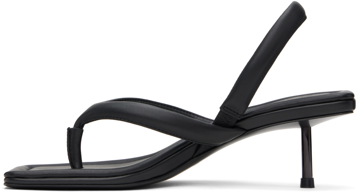 St. Agni Black Thong Heeled Sandals