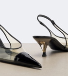 Saint Laurent Fanny leather-trimmed slingback pumps