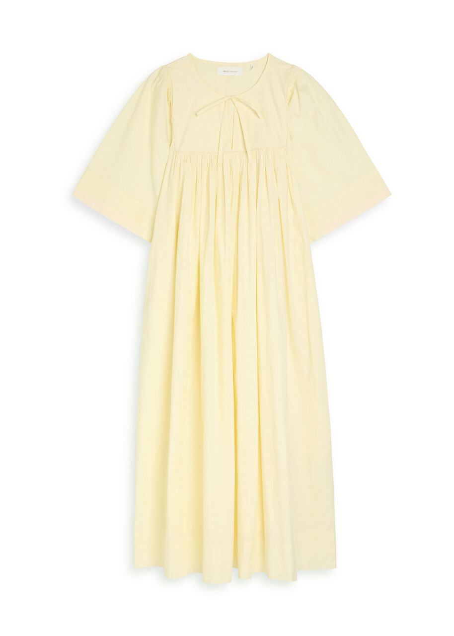 Skall Studio Nadja Pleated Cotton Midi Dress Cream