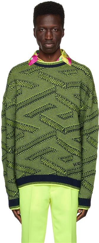 Photo: Versace Green 'La Greca' Sweater