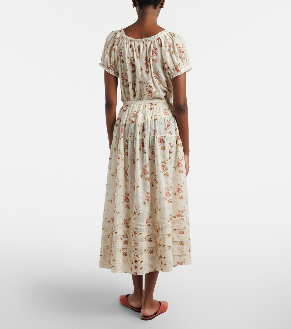 Dôen Marie floral cotton maxi skirt